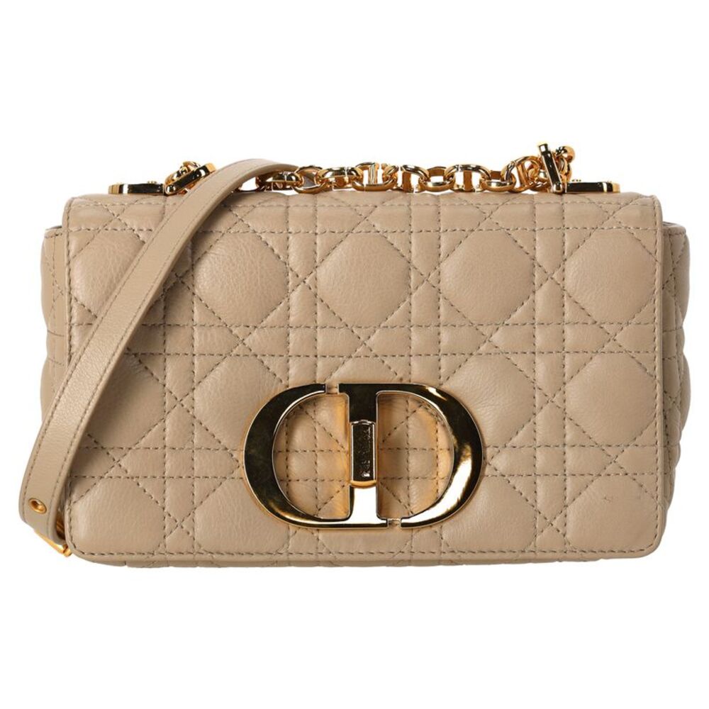 Dior Small Dior Caro Bag in Beige Leather